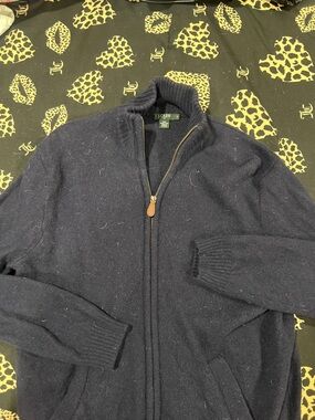 J. Crew Men’s Navy Full-Zip Wool Blend Sweater